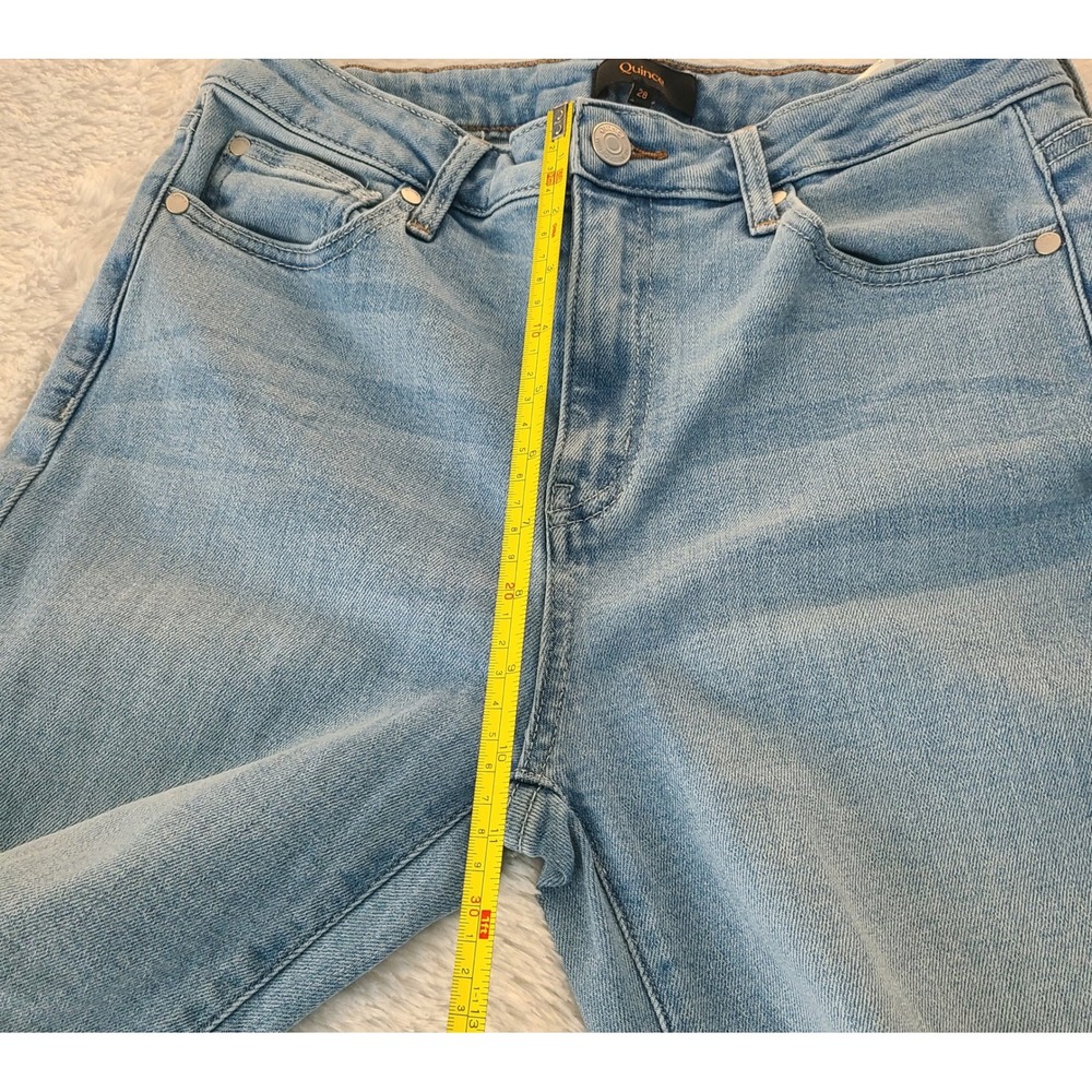Quince Bella Stretch High Rise Straight Jeans Frosted Blue Light Wash 28/30 - Picture 5 of 9